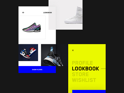 Sneak.it app applicaiton application ui blue branding color flat menu menu card menu design modern nike photo scroll shoes sneakers ui ux vibrant color yellow