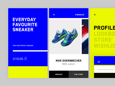 Sneak.it big blue clean colors flat gallery slider menu minimal modern shoes sketch sneaker sneakers splash splashscreen type typography ui ux yellow