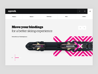 Rottefella big big photo bold design ecommerce isolated landingpage pattern pink product section products screen ski slider snow typo ui ux web website