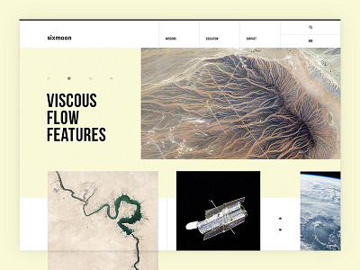 Sixmoon arrows big photos black block bold gallery light menubar nasa onepage pagination photo slider space typography ui ux web webdesign website