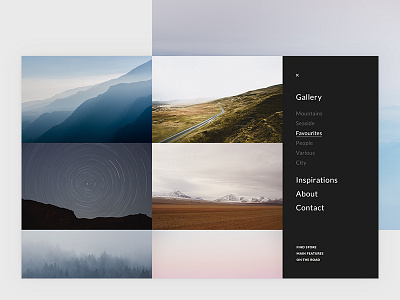 Oneview Website black clean design fullscreen gallery hover landscape menu minimal modern photo photogrpahy pictures travel traveling typography ui ux web webdesign