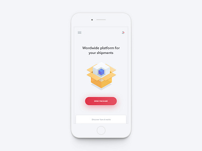 Shipping App Illustration 3d app box clean deliver delivery app delivery status illustration isometric logo minimal modern onboarding onboarding screen package red shipping ui ux