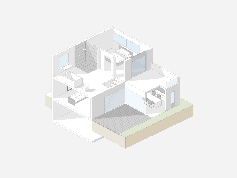 Rehau - Home Animation 3d animation bathroom building dealer garden home house isometric isometric illustration minimal modern rehau reveal rooms simple