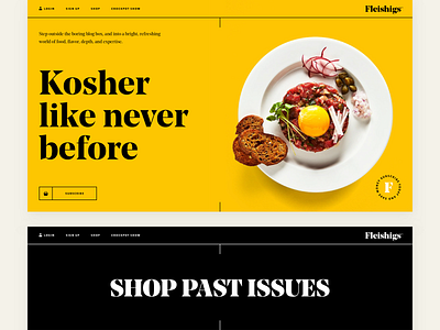 Fleishigs - Landing branding clean cook food foodie fullscreen issue kosher landing landing page magazine meat mobile subscribe typography ui uidesign ux web yellow