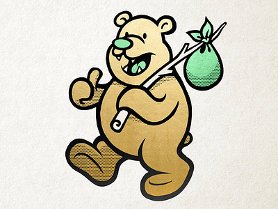 Hobo Bear bear bindle bum cartoon character hitchhiking hobo mascot