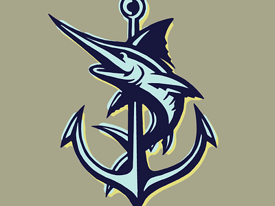 Marlin anchor drawing fish fishing logo marlin nautical ocean