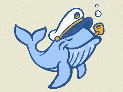 The Cap'n blue captain character mammal marine mascot megafauna nautical ocean whale