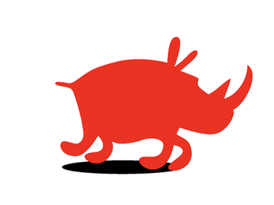 Baby Red Rhino character illustration vector