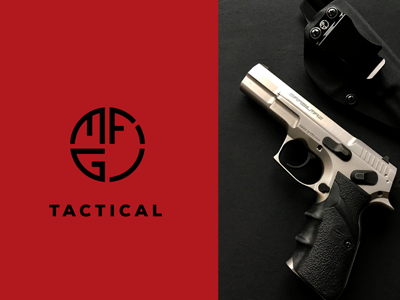 MFG TACTICAL BRANDING black branding design gun logo logotype red tactical