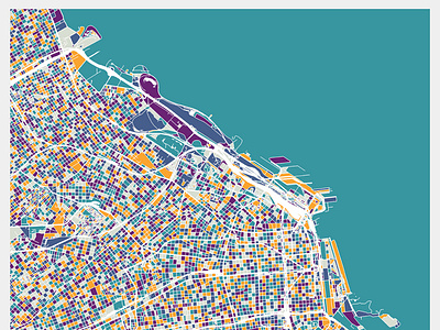 Buenos Aires city art illustration style deco map.