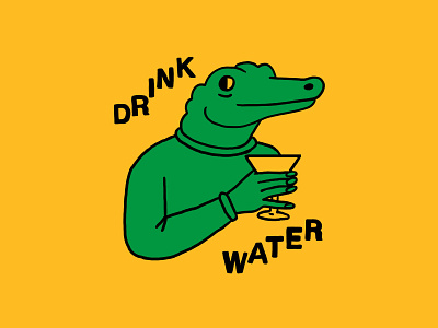 Drink Water! alligator drawing illustration tshirtdesign water