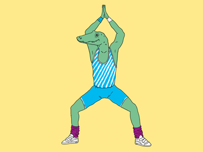 Alligator 80s aerobics alligator fitness illustration wacom