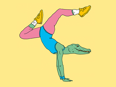 Alligator 80s aerobics alligator fitness illustration wacom