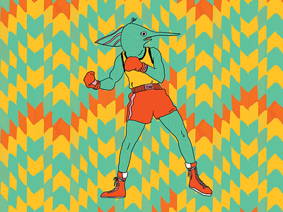 Keep Fighting! drawing fight fish fitness illustration weird