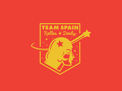 Team Spain Roller Derby red/yellow badge branding icon roller derby space sports