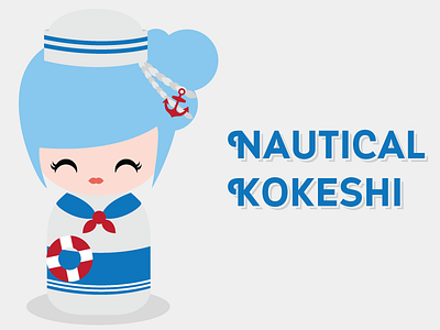 Kokeshi - Nautical Girl anchor buoy cute doll japanese kawaii kokeshi nautical sailor vector