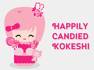 Happily Candied Kokeshi bear candy candy cane cute doll happily candied japanese kawaii kokeshi lollipop pink sucker