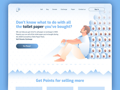 Paper Man branding concept covid19 design illustration landing page logo man paper selling toilet toilet paper ui ux uxui web website