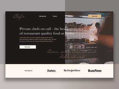 Landing page for Chef service concept hero