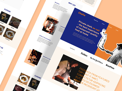 Chefio - Web Design Concept - "Bold & Edgy" Style blue bold branding chef concept edgy food fun high fidelity landing page logo menu orange playfull ui ux value proposition web design web site wireframe