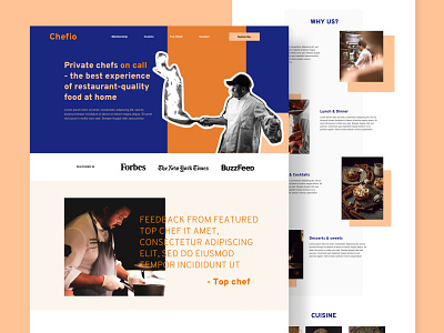 Chefio - Concept Landing Page - "Bold & Edgy" bold chef colorful desktop edgy food fun hero high fidelity homepage interface meal page selector services web website wireframe