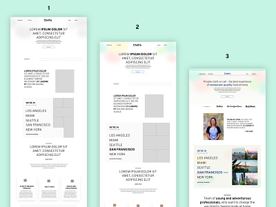 Landing page in 3 steps 2021 branding chef concept fidelity food gradient hero high fidelity landing page low fidelity progress service startup trends ui value proposition webdesign wireframe work in progress