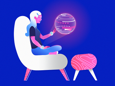 GIRL armchair character future futuristic girl hologram pink tech woman