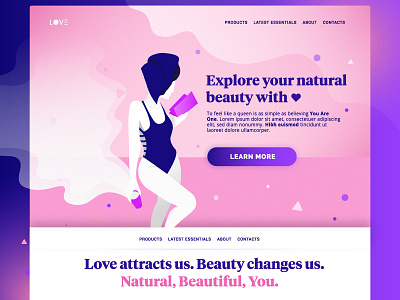 LOVE beauty design flat girl illustration landing page ui web
