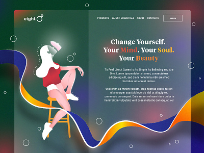 "Eight" Concept Web design face futuristic girl illustration landing page landing page ui ui web design woman