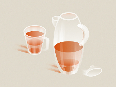 Tea Time cup flat glass grain illustration tea teacup teapot