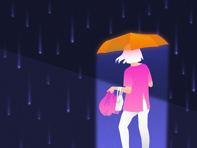 Star Gazing character futuristic gaze gazing girl grain illustration star stargaze stars umbrella woman
