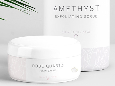 Hyaline Cosmetics amethyst clean cosmetic cosmetic packaging crystal design opalite package rose quartz simple