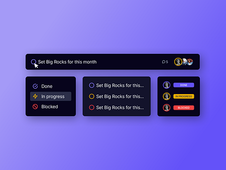 Setting status on tasks by Pantufla Cuántica on Dribbble