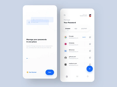 Password Manager App Concept app dailyui dark theme layout design onboarding password manager security app sketch ui uiux