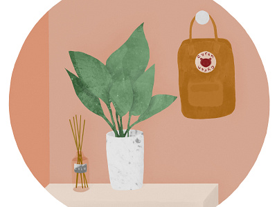 Quentin advertisement art backpack branding cartoon create flyer illustration minimalism minimalist plant plants procreate realism still life