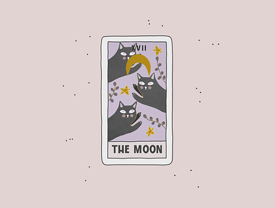 The Moon advertisement art branding cartoon cat create design flyer illustration moon pastel poster procreate star tarot tarot card whimsical