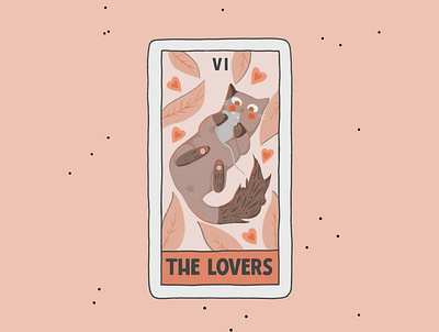 The Lovers advertisement art branding cards cartoon cat create design flyer illustration love poster procreate tarot witchy