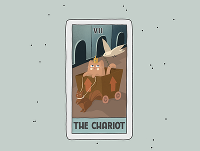 The Chariot advertisement art branding card cards cartoon cat design illustration poster procreate tarot witchy