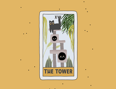 The Tower art branding card cards cartoon cat comic concept creative design illustration logo plant poster procreate tarot