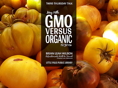 Gmo Versus Organic advertisement black debut design flyer orange poster yellow