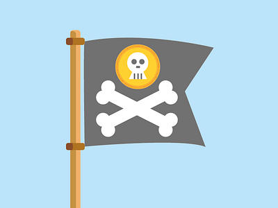 Pirate flag bones coin cross flag flat pirate pirates skull vector
