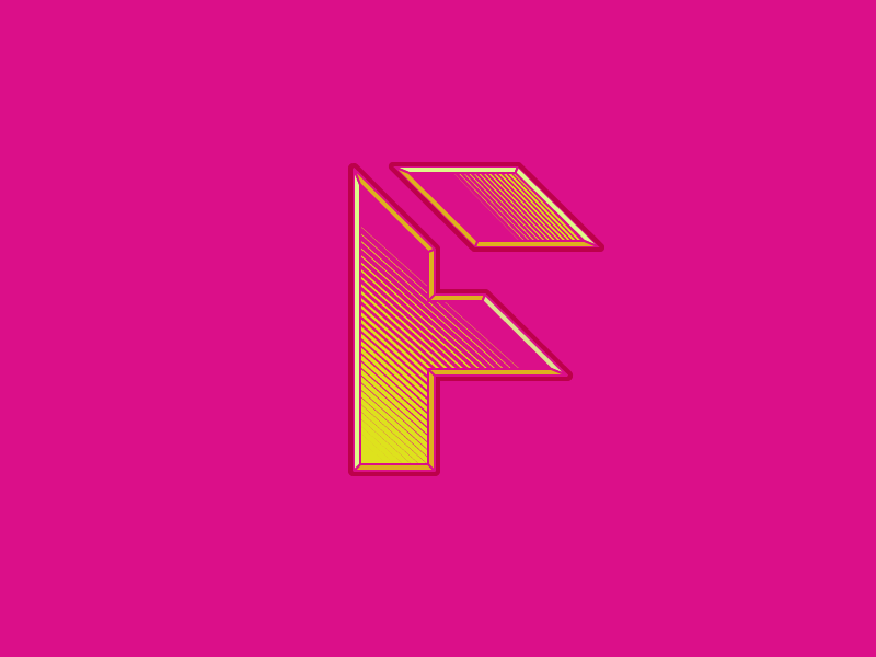 #Typehue Week 6: F yellow pink colour tron typography design retro type f