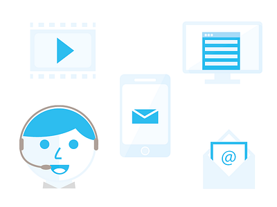 A few simple icons for an in progress research project blue email flat icon iconography illustration mobile pale pastel research shapes vector