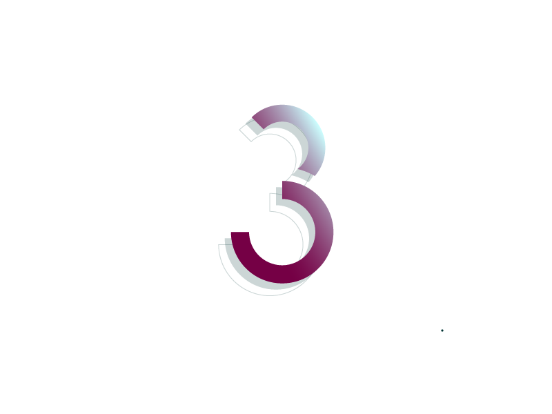 #Typehue Week 30: 3 lines circle red illustrator 3-d gradient vector typography type design numbers three 3