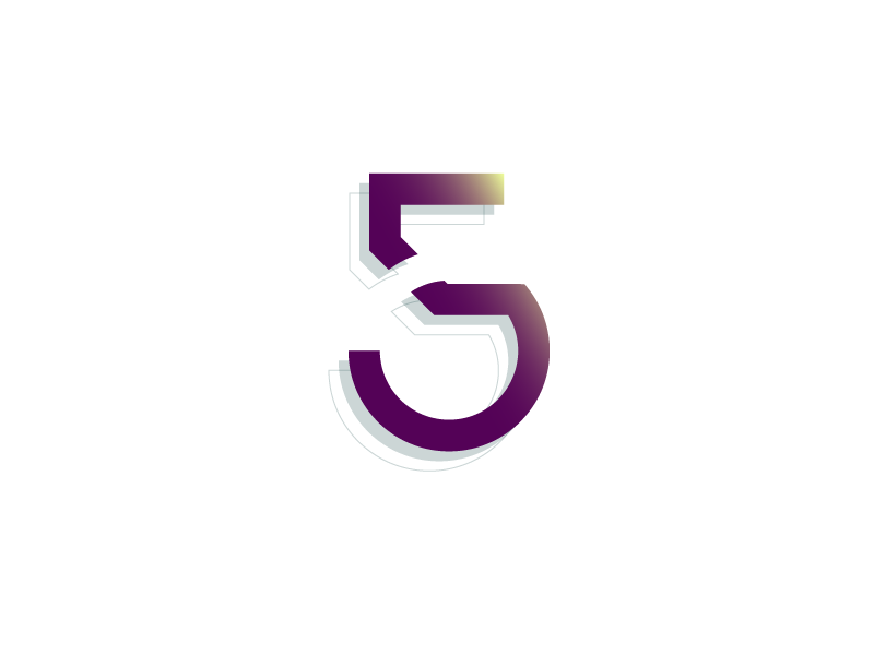 #Typehue Week 32: 5 lines circle red illustrator 3-d gradient vector typography type design numbers five 5