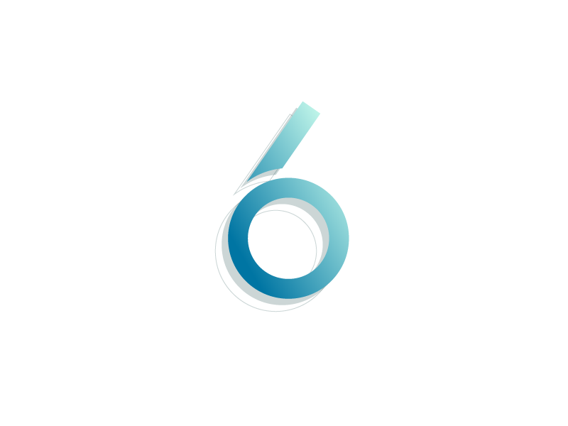 #Typehue Week 33: 6 line circle blue illustrator 3-d gradient vector typography type design numbers six 6