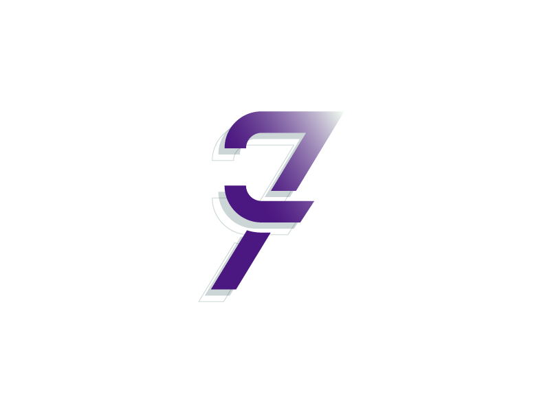 #Typehue Week 34: 7 lines circle purple illustrator 3-d gradient vector typography type design numbers seven 7