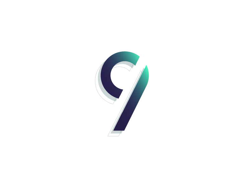 #Typehue Week 36: 9 vector typography design type nine 9 green blue numbers gradient circle