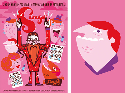Singo Bingo bar bingo character characterdesign event glam rock mata hari musical bingo poster zurich