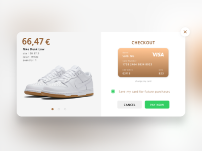 Nike Dunk Low : Checkout card checkout dailyui design nike payment product shoes ssilbi ui visa white